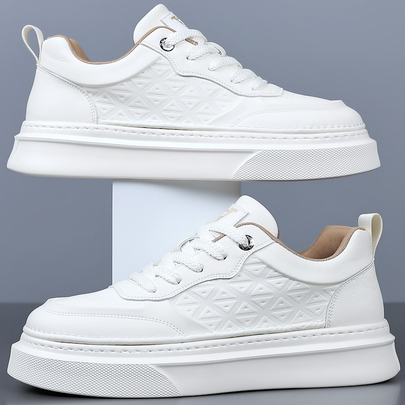 Men's White Stylish Breathable Sports Low-Top Casual Shoes
